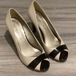 Cream and black high heels